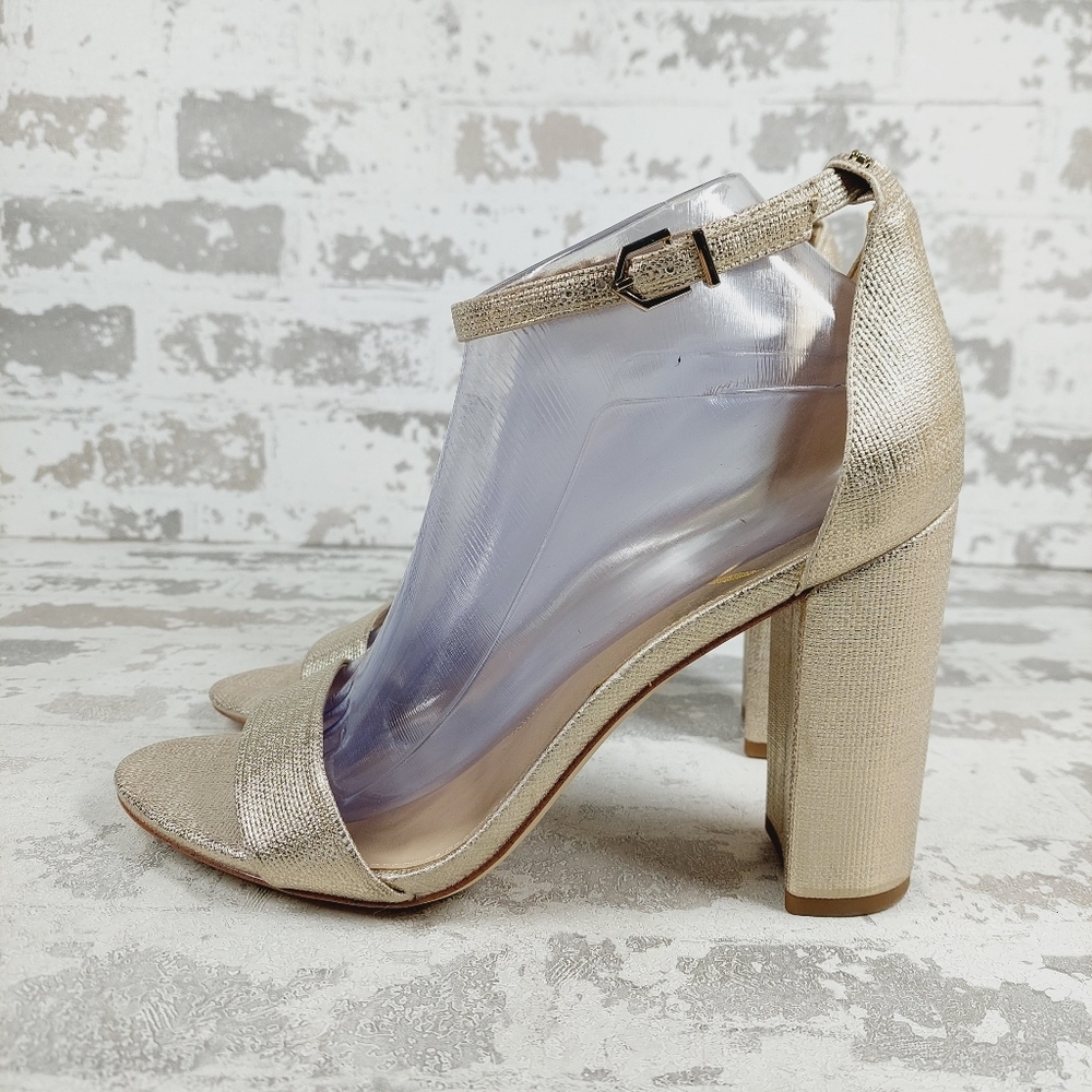 Sam Edelman Gold Textured Block Heel Sandals